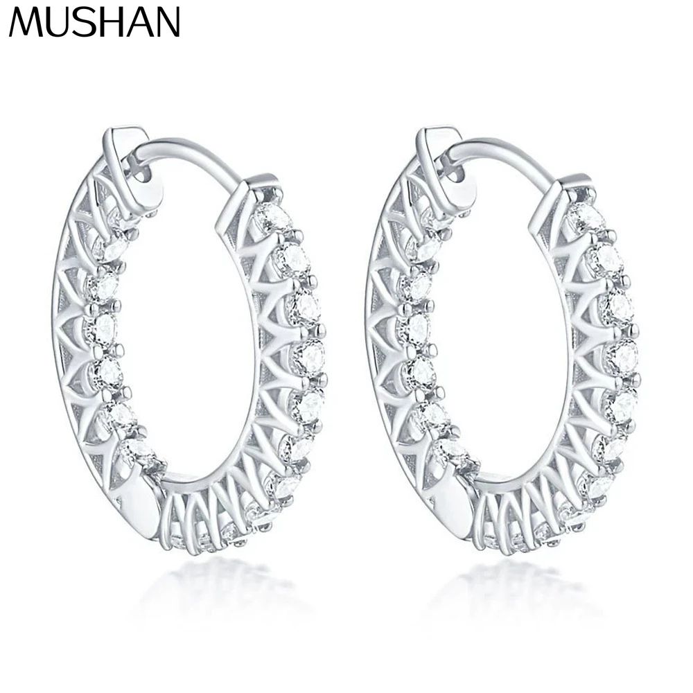 

MuShan Brand Jewelry 925 Sterling Silver Earrings Cubic Zirconia 7A Leverback Formal Ladies Rhodium Plated Fine Jewelry Earring