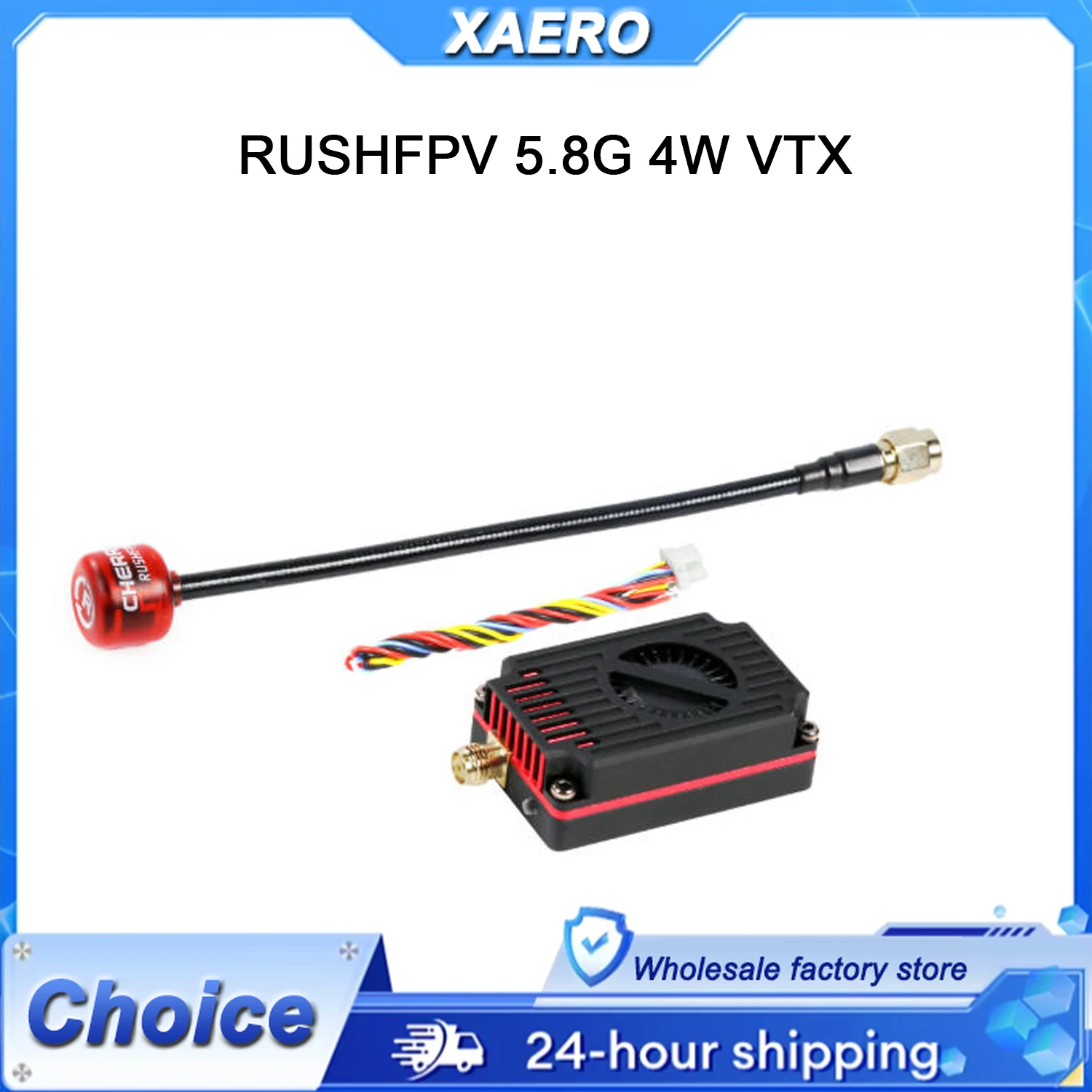 RUSHFPV 5.8GHz 4W Max Power VTX Kit with Cherry II Antenna - Ultimate High Power FPV System for Long Range & Racing