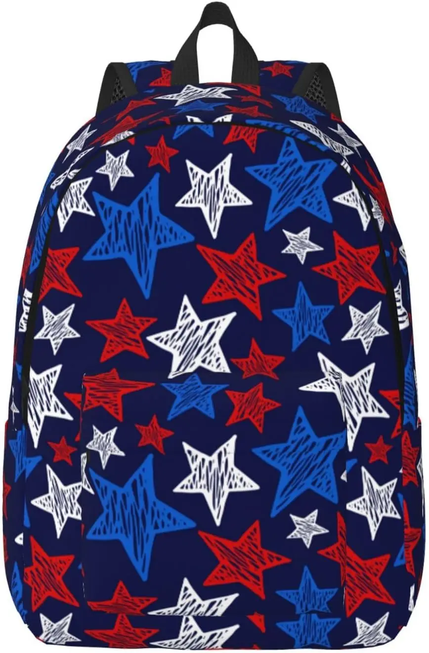 

Travel Laptop Backpack - USA Flag Print star Computer Canvas Backpack Bag with Adjustable Straps
