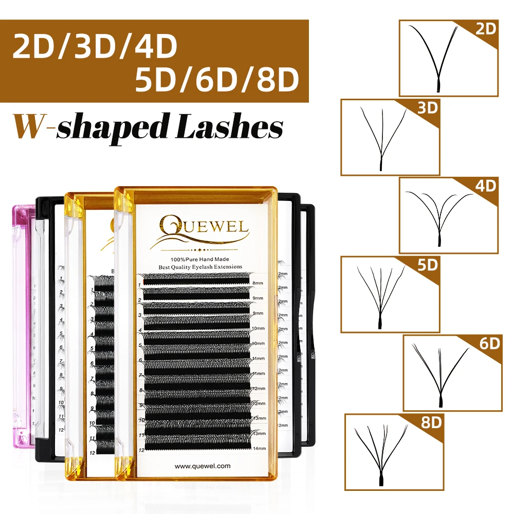 Quewel 3D/4D/5D/6D/8D W-Shaped Eyelashes Extension New Style YY Clover Bloom Eyelash Premade W Faux Mink Lash Fluffy Natural