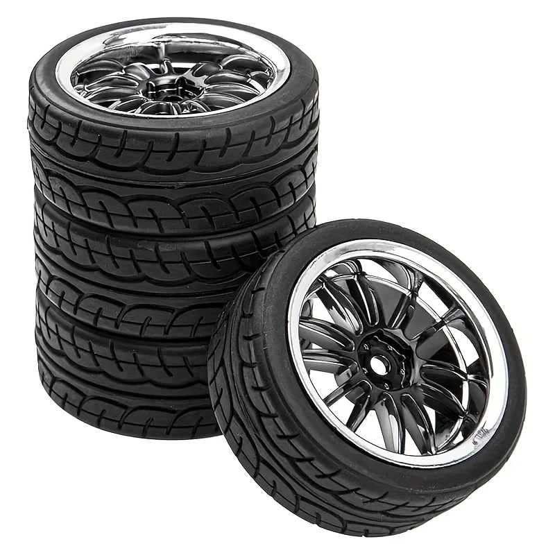 1/10 RC Rally Racing Räder und Reifen – 12 mm Sechskant-On-Road-Gummireifen für Tamiya XV01/XV02/TA06, TT01/TT02, HPI, Kyosho, PTG2