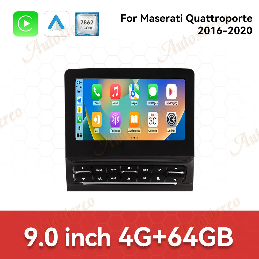 9 inch Automotive Central Multimedia 2 Din Screen Android For Maserati Quattroporte 2016-2020 Car Radio Stereo Receiver Carplay