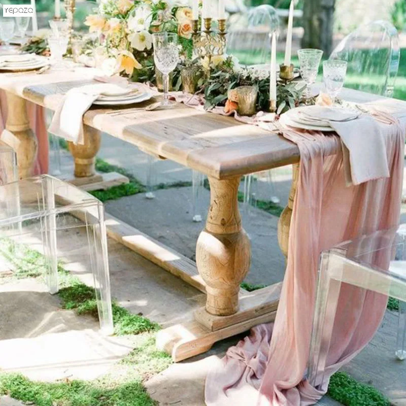 YEPQZQ Wedding table decoration rust table runner terracotta cotton gauze napkins natural christmas decorations for home table