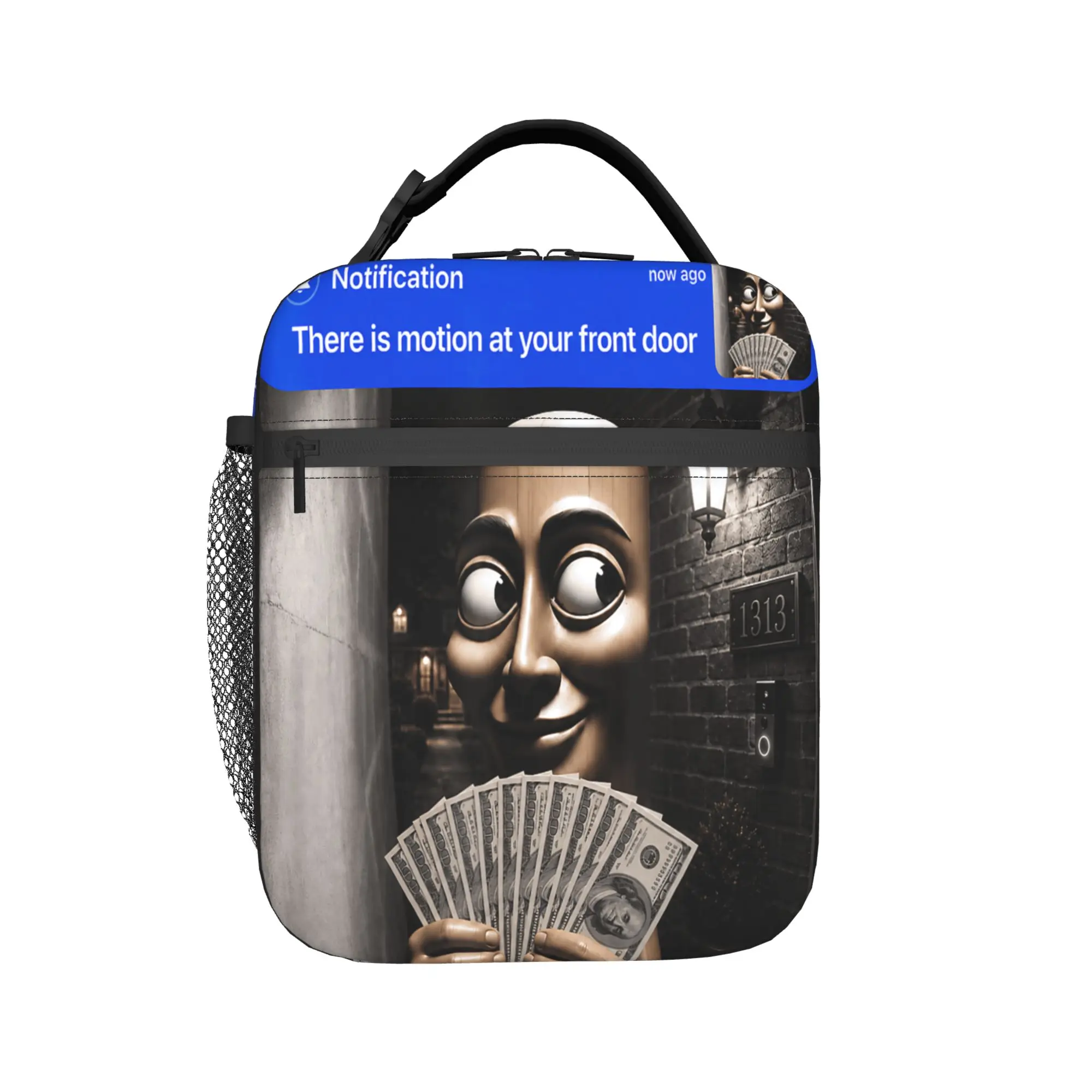 There is Motion at Your Front Tung Tung Tung Sahur Money Lunch Bag Kawaii Lunch Box Office Insulated Thermal Tote Handbags