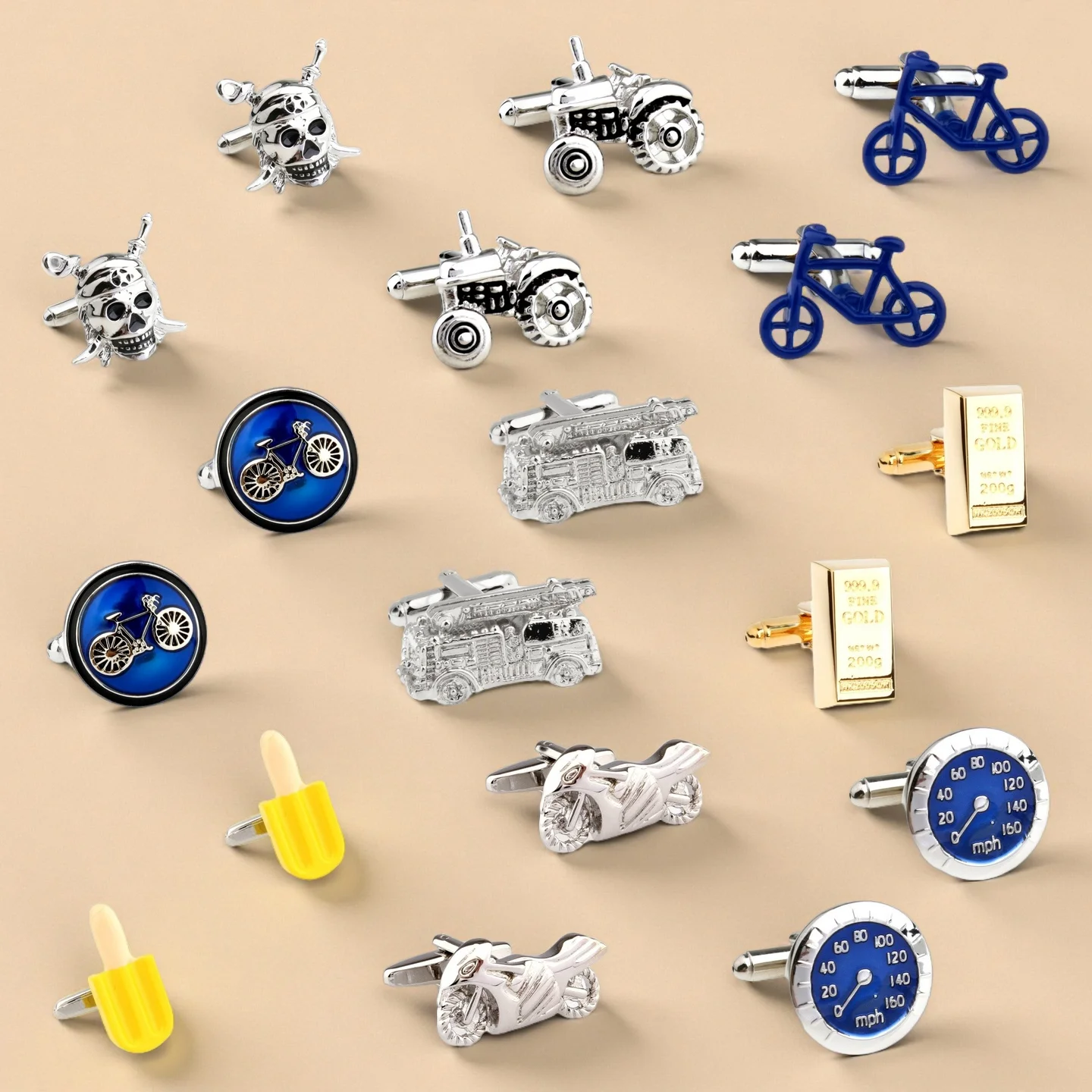 AliExpress TZG 31 Designs Bike Motor Train Cufflinks Men Tractor Ice Cream Skull Cuff Links 2 Pairs