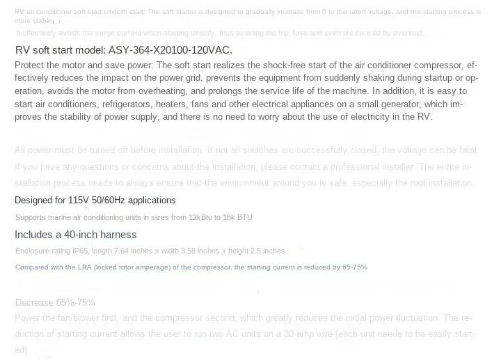 Hot SalesASY-364-X20 Soft Starter Cocok Untuk Semua AC RV