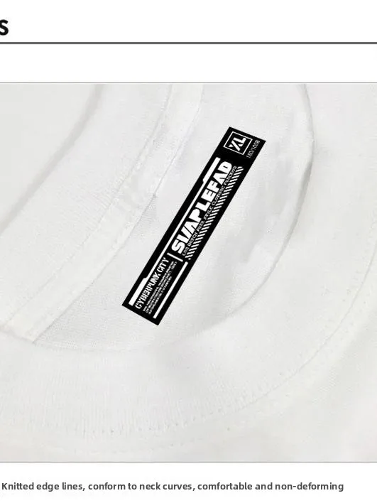 Loose Fit round Neck Short Sleeve T-Shirt Men's Large Size Fashion Brand Printed Astronaut Design Comfortable Cotton Tee