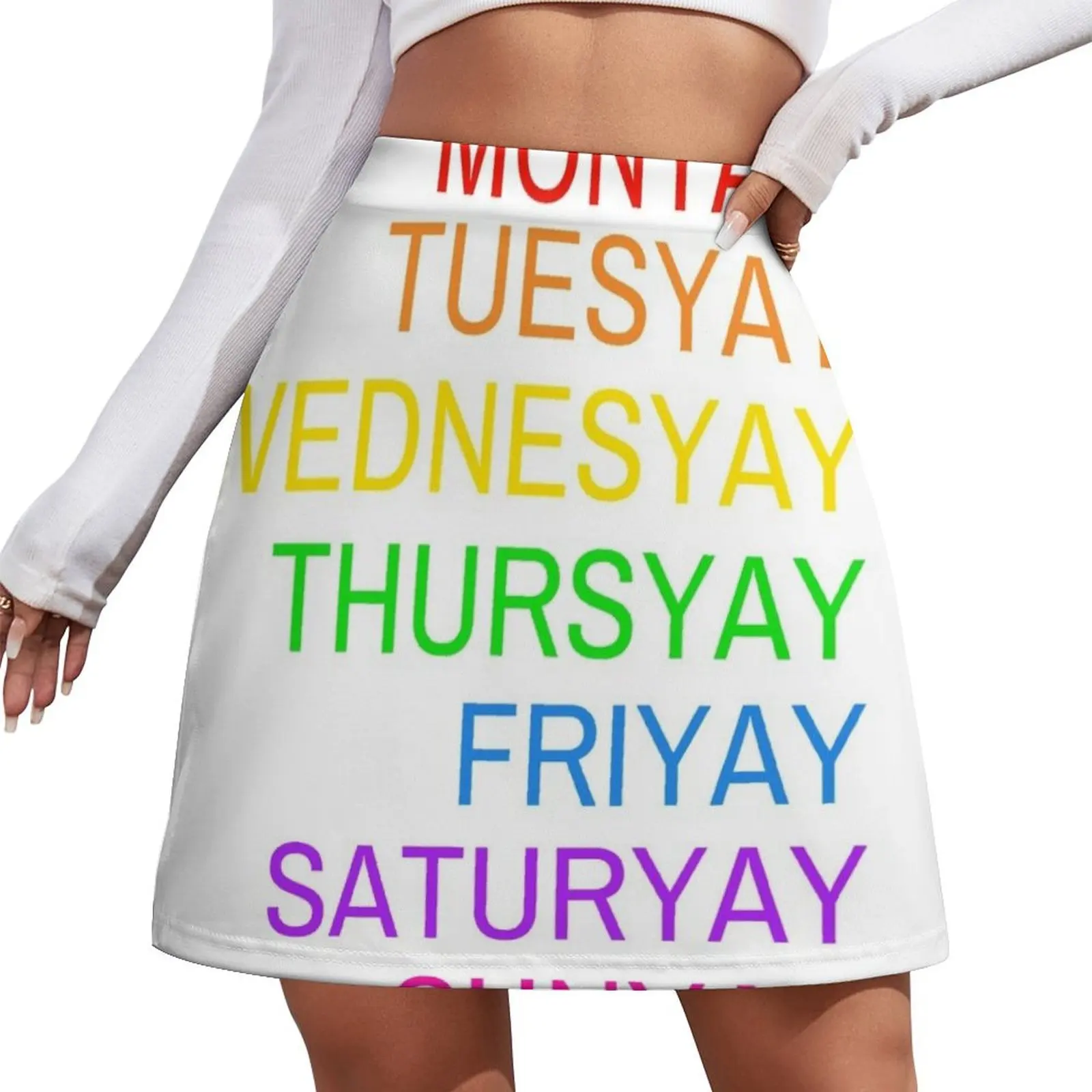 

YAY Everyday Not Just FRI-YAY (Colorful Rainbow text) Mini Skirt Female clothing festival outfit women Mini Skirt
