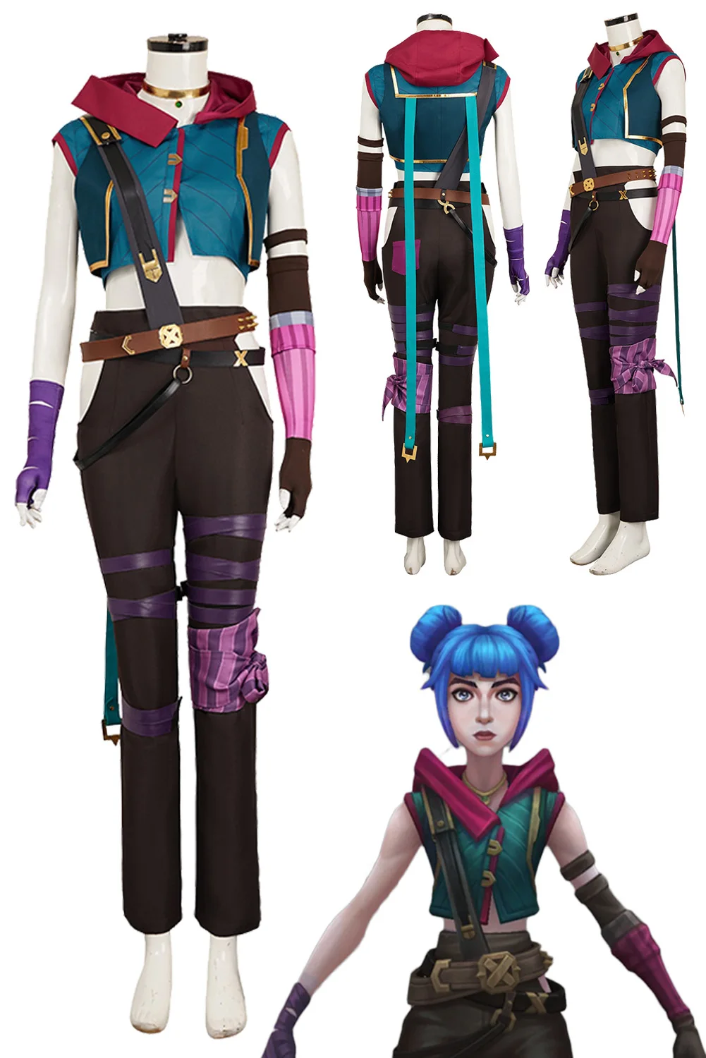 

Arcane Season 2 Fractured Jinx Cosplay Costume Disguise for Women Uniform Roleplay Outfit Halloween Carnival Role Play Suits