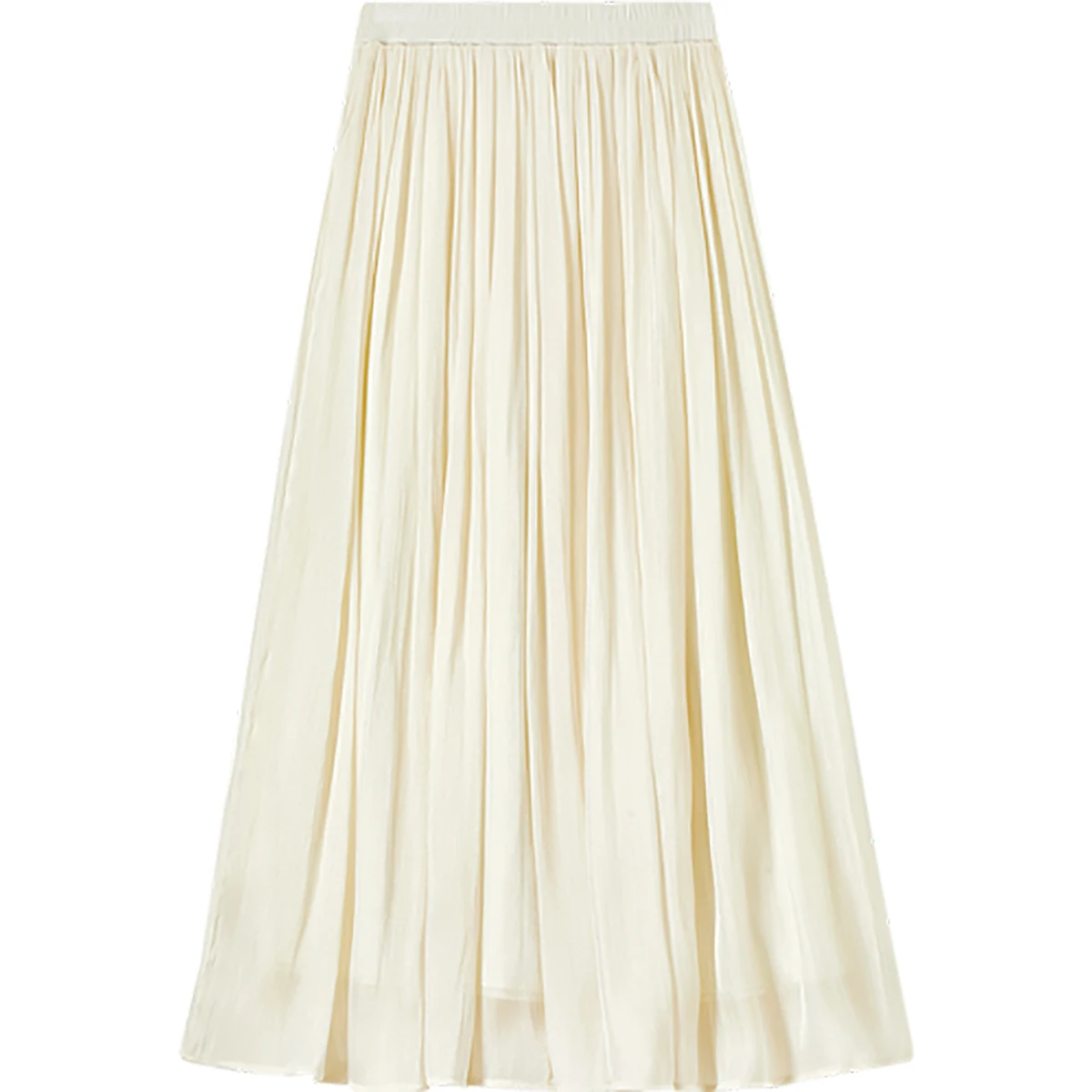 SENTUBILA النساء المشمش التنانير الطويلة 2025 السببية الرباط الخصر سوينغ هيم أنيقة ألف خط طيات التنانير ملابس الصيف W52QA1636