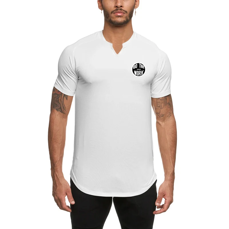 Men's Fitness Running T Shirt Quick Dry Short Sleeve Breathable V Neck Workout Tee Moisture Wicking Sports Gym Top Activewear