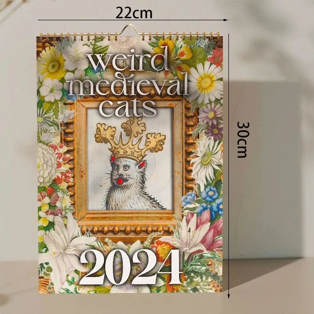 2024 Middeleeuwse Katten Kalender Rare Katten Kalender Grappige Muur Kalender Nieuwjaar Geschenken Voor Huisdecoratie