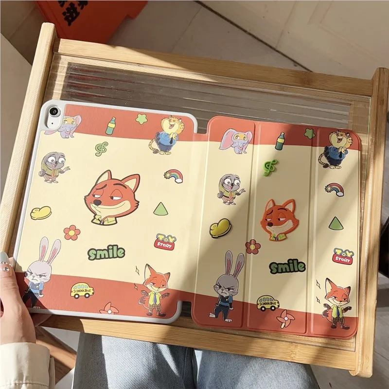 

Чехол для планшета Zootopia Judy Nick с милым 3D-мультяшным рисунком, трехсекционный, для iPad Pro 11/12.9/13 дюймов, Pro/Air 6/7/8 11/13 дюймов, M2 M3 M4 M5