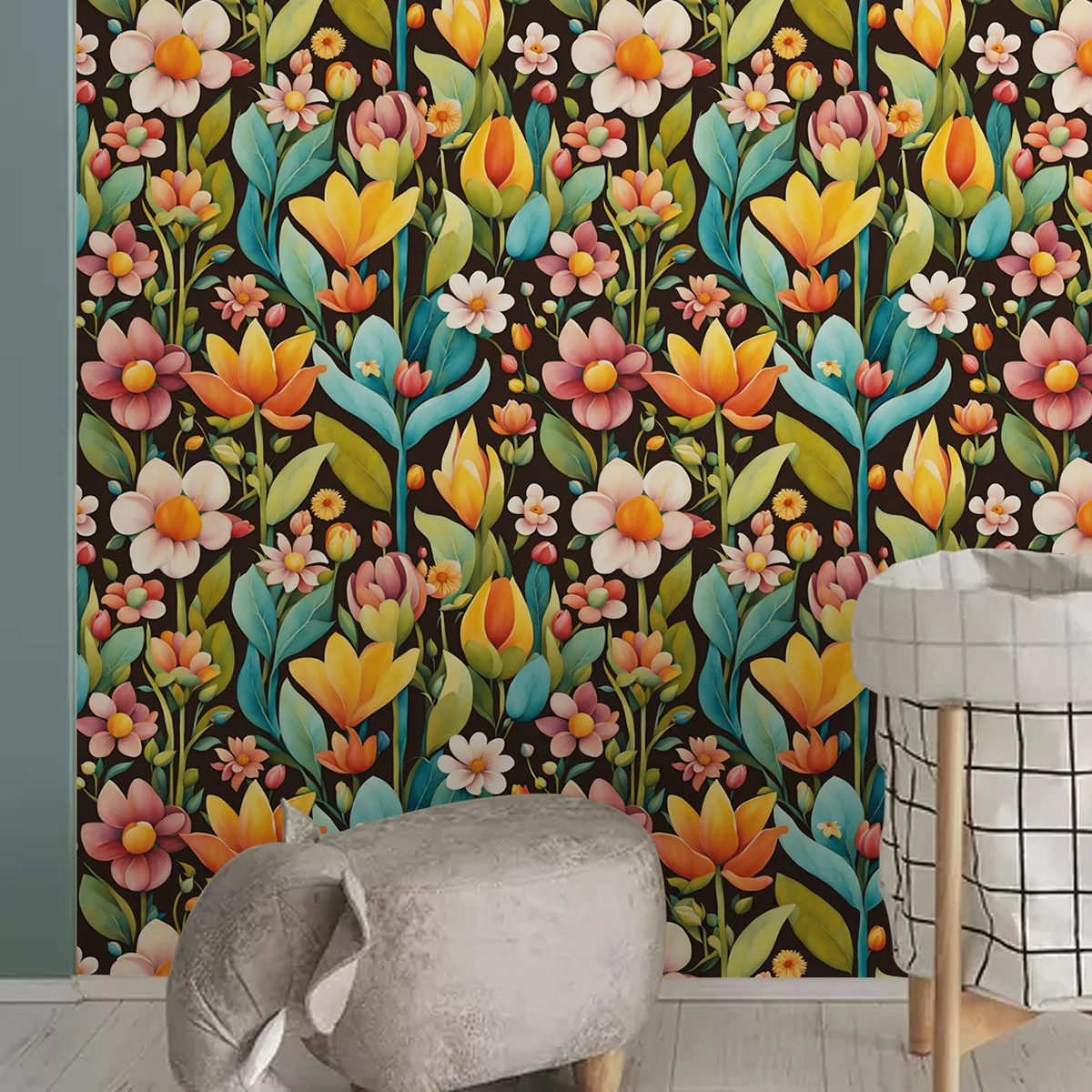 Wildflowers Garden Peel and Stick Wallpaper Self Adhesive Removable Easy Peel Off Stick on Wall Paper for Bedroom Cabinet Renter