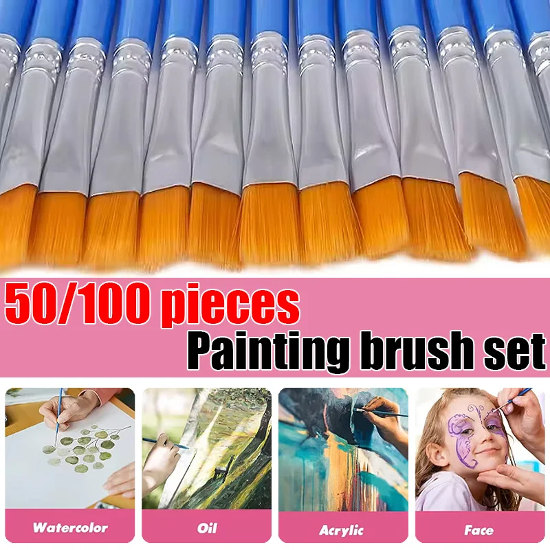 

20-100 шт., набор кистей для рисования, нейлоновая кисть для волос, художественная кисть для масла, акрила, акварели, детские художники, оборудование для рисования для начинающих ﻿