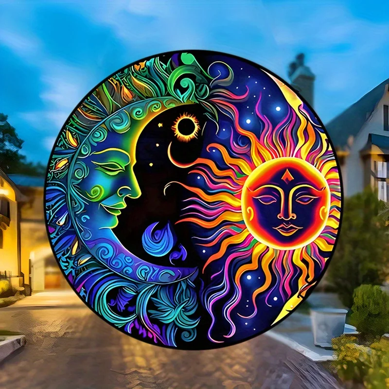 ملصق زجاجي ثابت للتشبث لديكور المنزل ، ملصق نافذة لاصق ، صائد شمس ملون ، ديكور شمس وقمر ، RV ، مجاني ، 1: 68