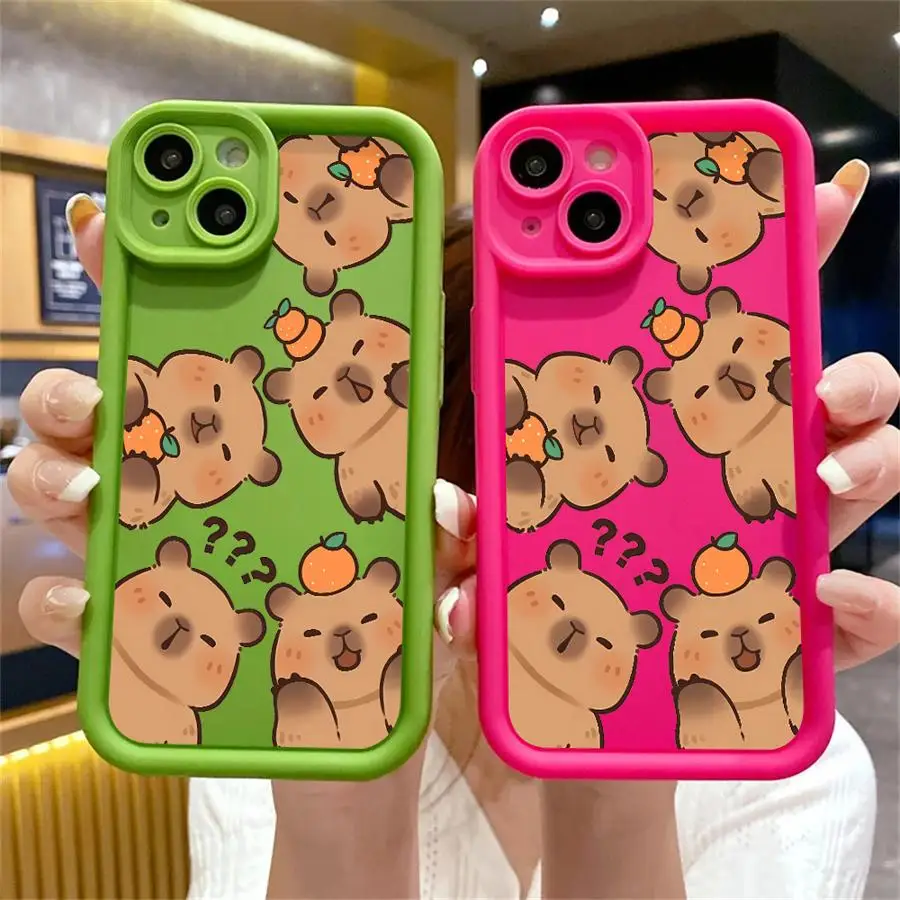 Cartoon Cute Capybara Phone Case for iPhone 11 12 Pro Max 13 Plus 12 11 Pro 13 Mini XS Max X XR 7 8 Plus Soft TPU