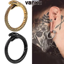 Vanku 2pcs Punk Snake Ear Hanger Weights For Stretched Ear Lobe Stainless Steel Ear Gauges Ear Plugs Tunnels Body Jewelry