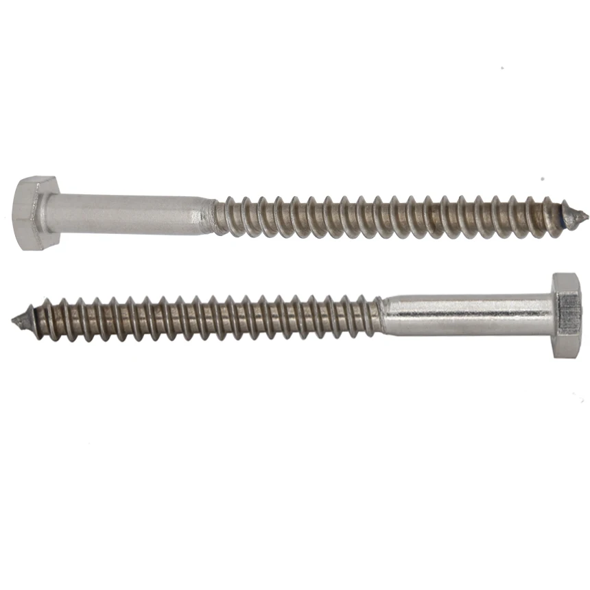 M10 M10*50 M10x50 M10*55 M10x55 M10*60 M10x60 DIN571 304 Stainless Steel Hexagon Half Thread Bolt Wood Self Tapping Coach Screw