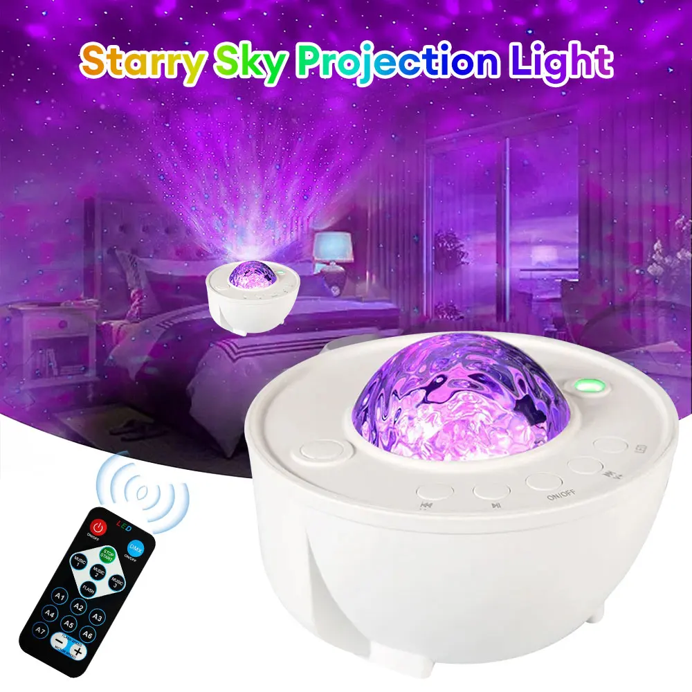 Colorido céu estrelado projetor Night Light, decoração do quarto, lâmpada LED, RGB Ocean Wave, projetor de música, presentes para crianças e adultos