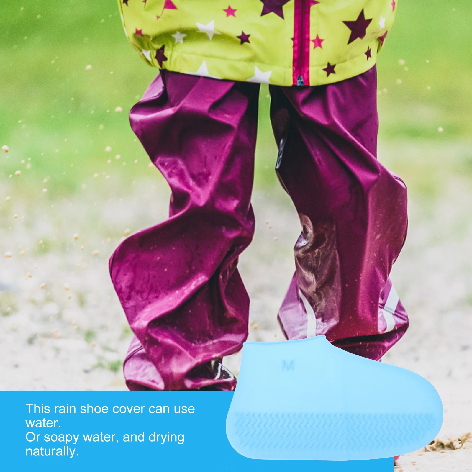

Waterproof Shoe Covers Rainproof Protectors Non-slip Shoes Boot Reusable Blue Man