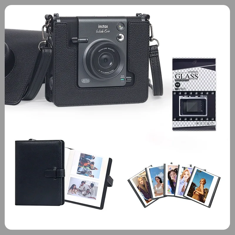 3in1 Bag Camera Bag PU +Lens Protection Cover+Photo Albums+EVO Tempered Film For Fujifilm Instax WIDE EVO Bag For Fuji Wide Evo