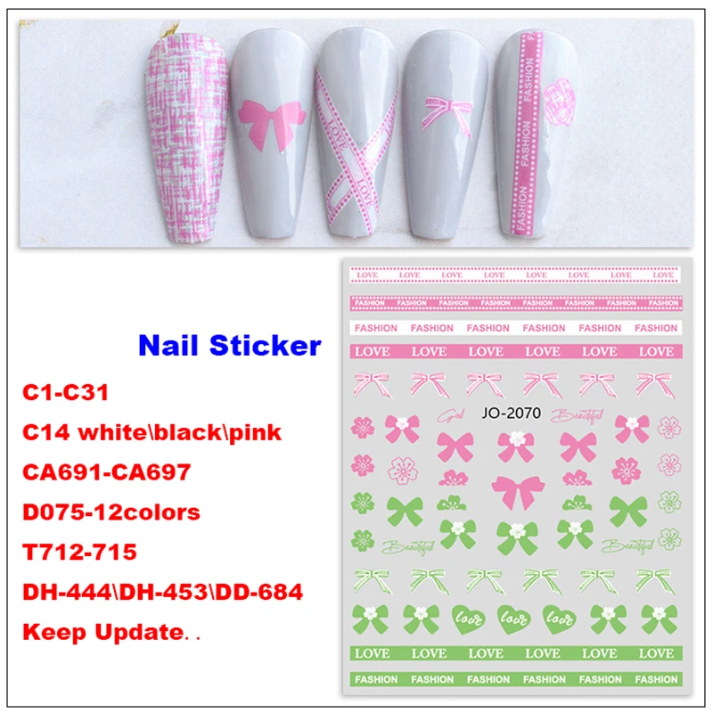 1PC Luxury Nail Sticker Charm Colorful Manicure Art Decorations Decals Foil Gold Silver Nail Sticker DH444-DH453