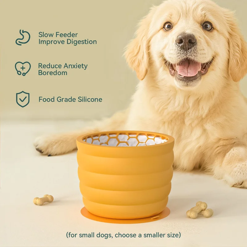 Pet Dog Silicone Slow Food Bowl Honeycomb Absorbent Dog Food Feeder Container Small to Medium Breeds Promotes Healthy Digestion