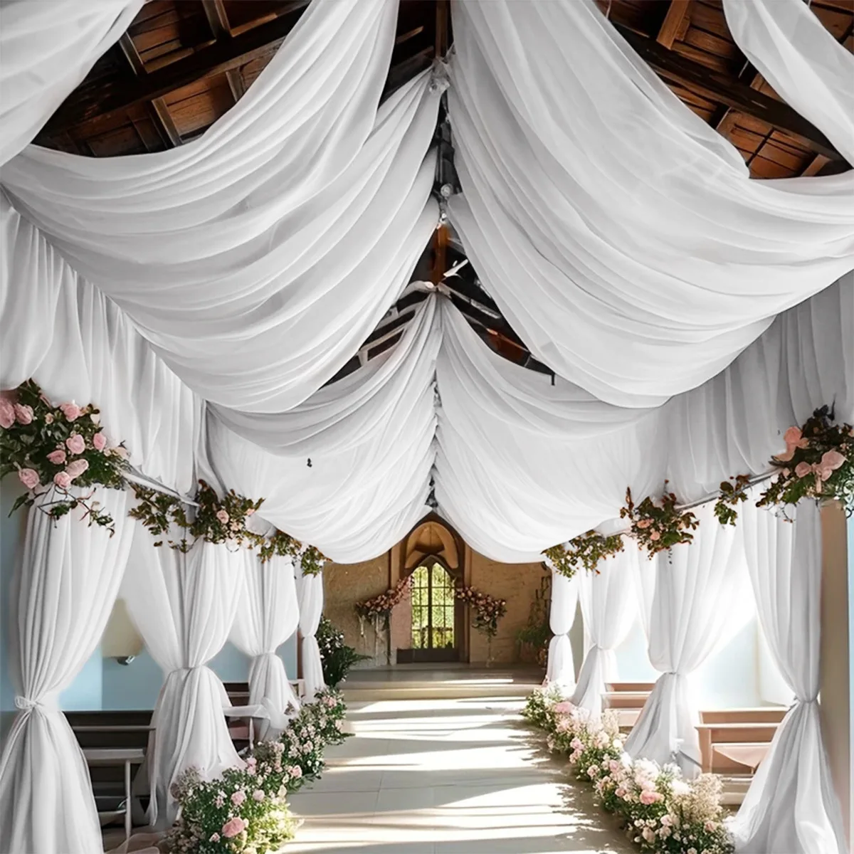 Versatile Wedding Voile Backdrop - Dreamy Window Sheer Curtain for Indoor/Outdoor Ceremony & Photo Shooting