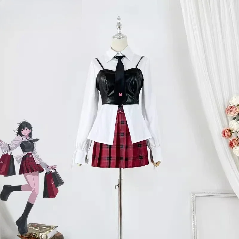 2025 Qiao Ling Cosplay Anime Link Click disfraces chaqueta de PU niñas saia roja vestido de mujer juego de rol vestidos noche