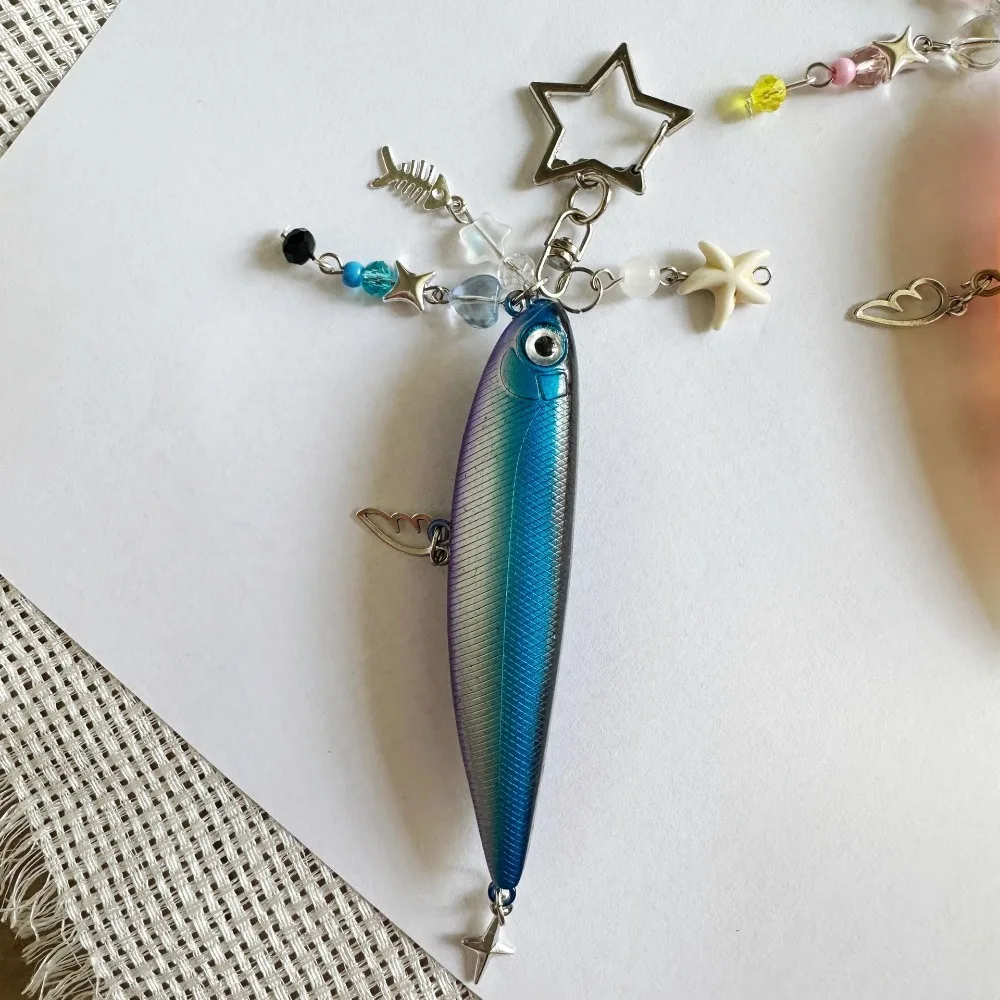 Unique Simulation Fish Keychain Ocean Animal Handmade Fish Pendant Beads Plastic Bionic Fish Keychain Backpack Pendant