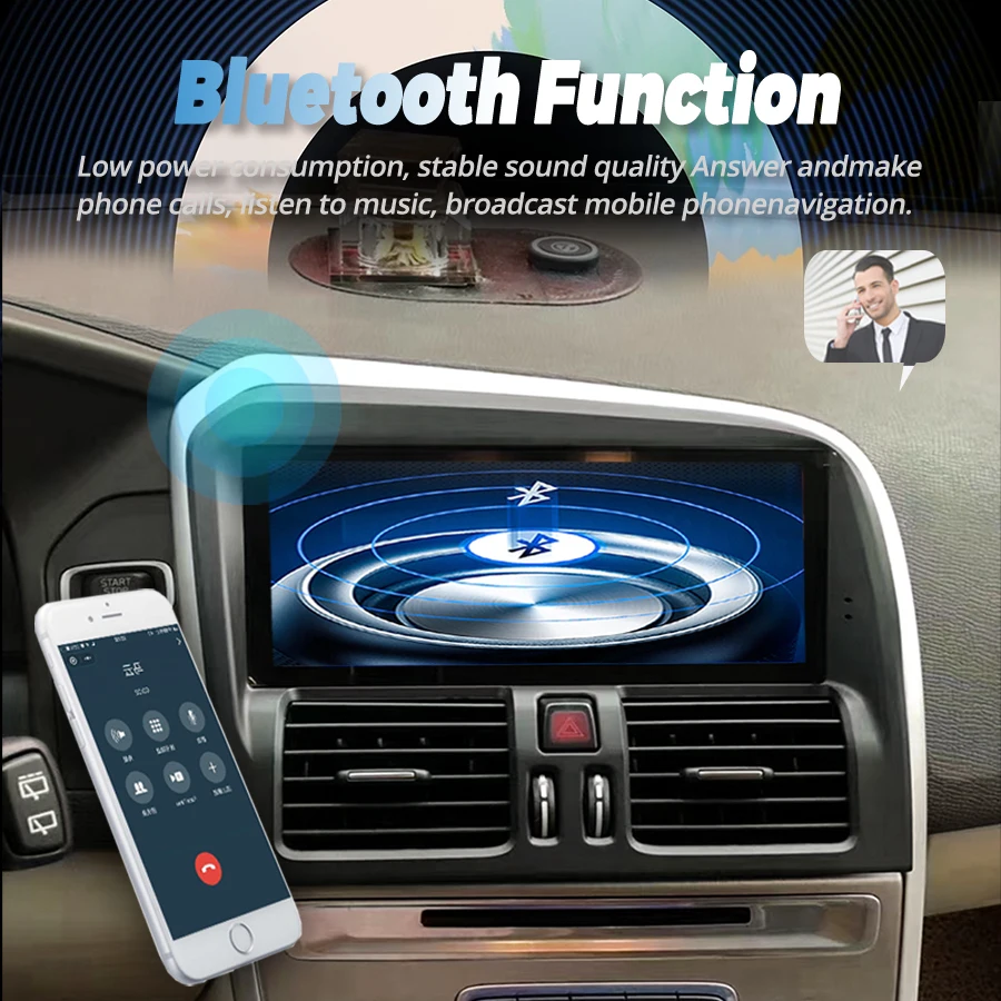 Car Multimedia Video Player Navigation GPS Wireless Android 13 8.8Inch Screen For Volvo XC60 2009-2017 CarPlay 2 Din Head Unit