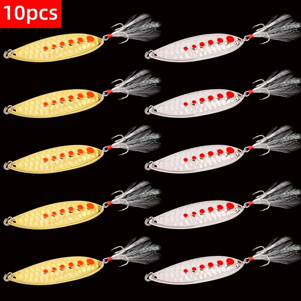 10pcs Spinner Spoon Lure Durable Hard Bait for Exciting Outdoor Fishing Adventures-Artificial Fishing Attractant Accessories