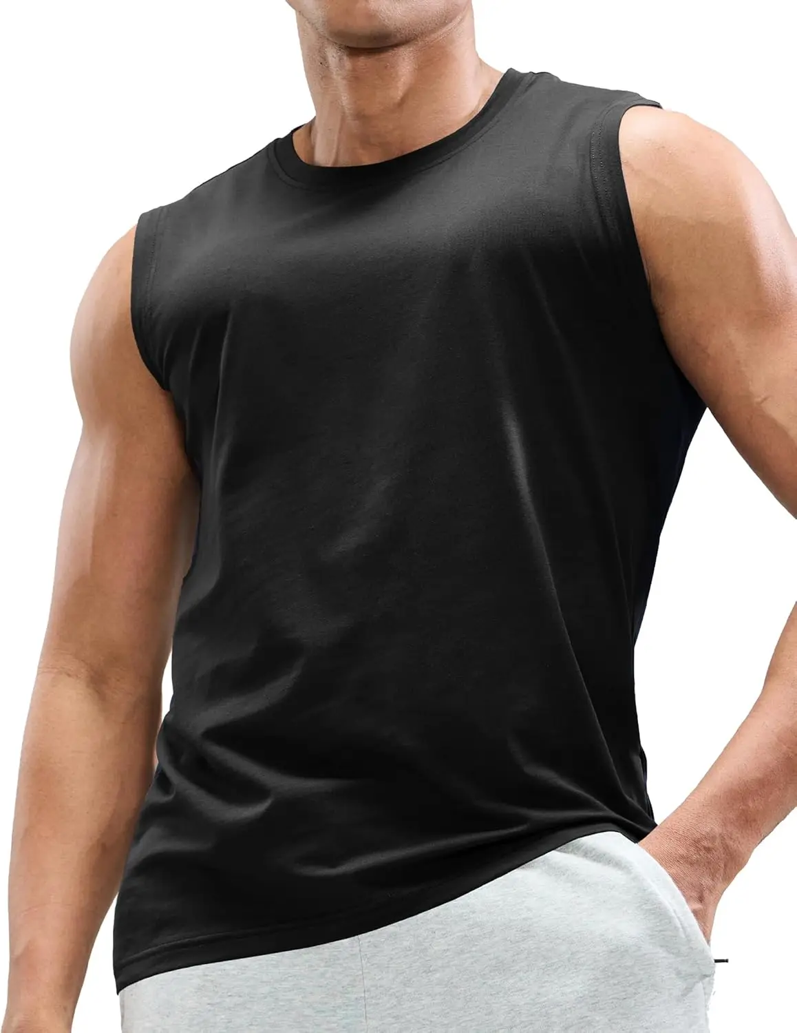 MIER Mens Tank Tops Cotton Sleeveless Muscle Shirts for Workout Running Athletic Gym Lounge Casual, Breathable Anime compression