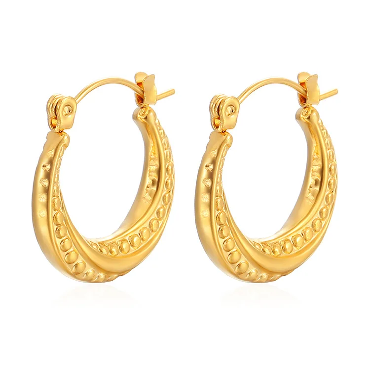 PAPERPLUS | Earings for Women Luxury Jewelry Fashion Stainless Steel Patterned Round Earring Brincos De Moda Para Mulheres