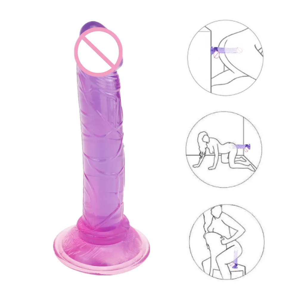 Porno femminile morbido Silicone realistico Dildo giocattolo del sesso Plug anale coppia adulta giocattolo Sexy ventosa del pene masturbazione femminile Butt Plug