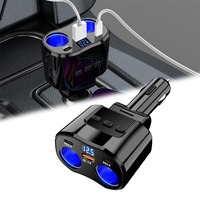 USB Car Charger,2 Cigarette Lighter Splitter 12/24V 96W Dual PD3.0 Type-C & QC3.0 Ports with Separate Switch LED Voltage Display