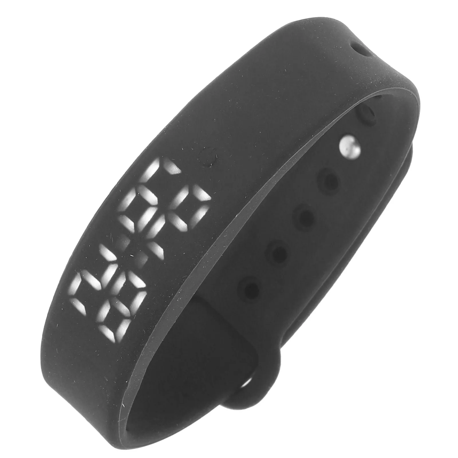 

Black Smart Bracelet with Real Time Temperature Sensor Silent Vibration Alarm LED Display Rechargeable USB 2.0 for Sports Travel