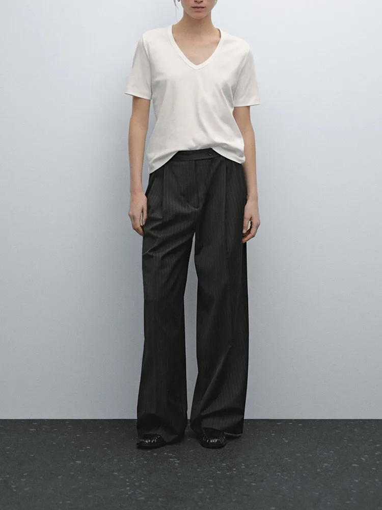 

New Summer Women's Casual Basic Sle V-Ne ort Sve T-irt Versatile Commute Wind ort Sve 00% Other Material