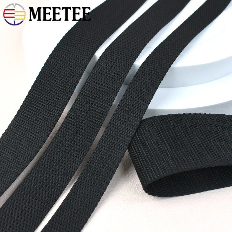 5/10Meters Meetee 20-100mm Black Polyester Webbing Band Nylon Ribbon Tape Backpack Strap Belt Pet Collar Sewing Bias Accessories