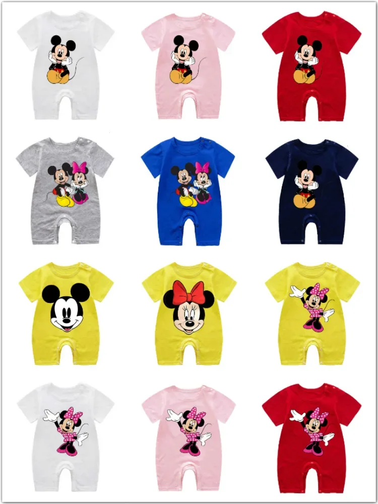 Summer Newborn Baby Romper Cartoon Mickey Minnie Print Baby Boy Girl Jumpsuit Roupas Bebes Infant Clothes Toddler Pajamas Outfit