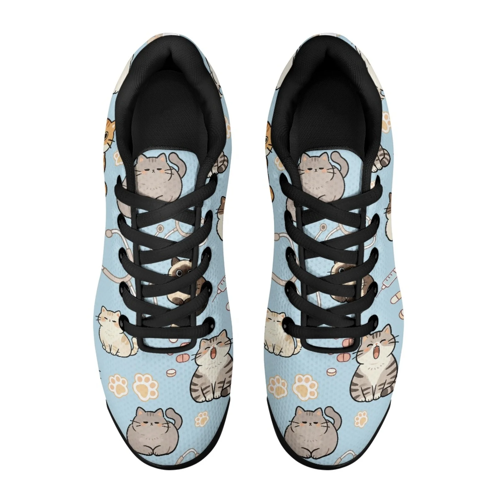 PENSTROLL Cartoon Medical Cat Walking Shoes Mesh Cross Trainers Shoes Antislip Tennis Fashion Sneakers for Gym