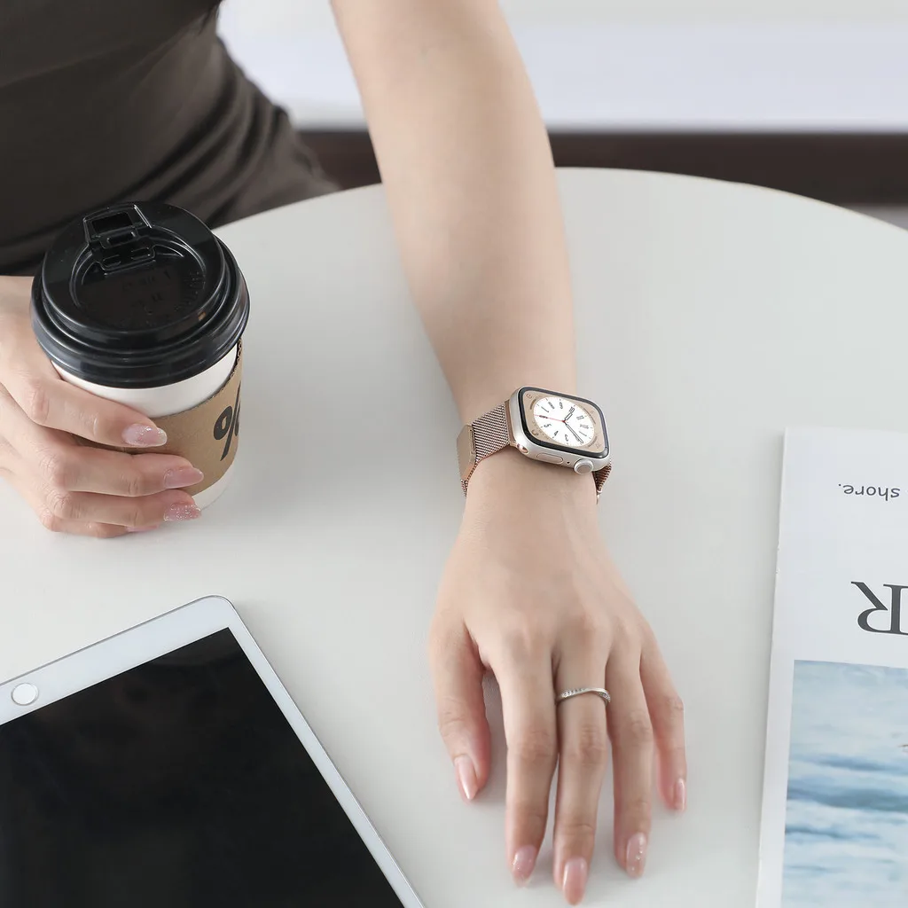 المغناطيسي حلقة حزام كوريا سوار الفرقة ل أبل ساعة 40 مللي متر 41 مللي متر 42 مللي متر 44 مللي متر 45 مللي متر 46 مللي متر 49 مللي متر iWatch سلسلة 4 5 6 7 8 9 10 11 SE #5