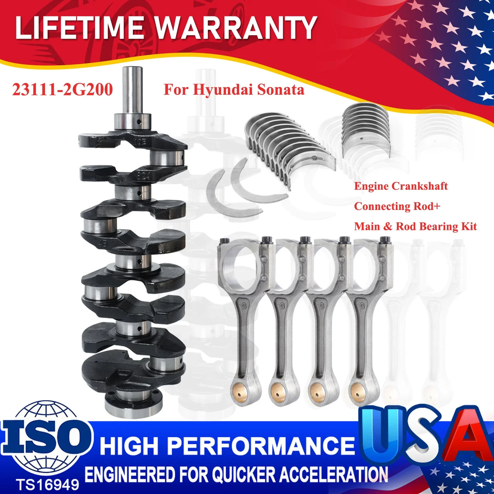 

Engine Crankshaft Connecting Rod For Hyundai Sonata/Santa Fe & Kia Optima 2.4L