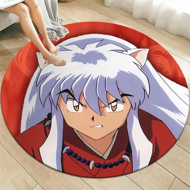 

Inuyasha Cute Cartoon HD Printed Round Carpet, Bedroom Balcony Entrance Door .Sofa. Non-slip Mat. Home Decoration Gift Rug