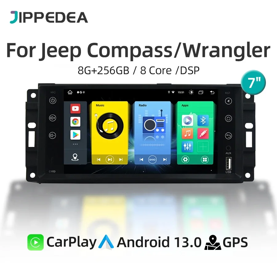 Android 13.0 CarPlay Car Multimedia Player GPS 4G WiFi Bluetooth DSP Car Radio For Jeep Sebring Grand Cherokee Compass Wrangler