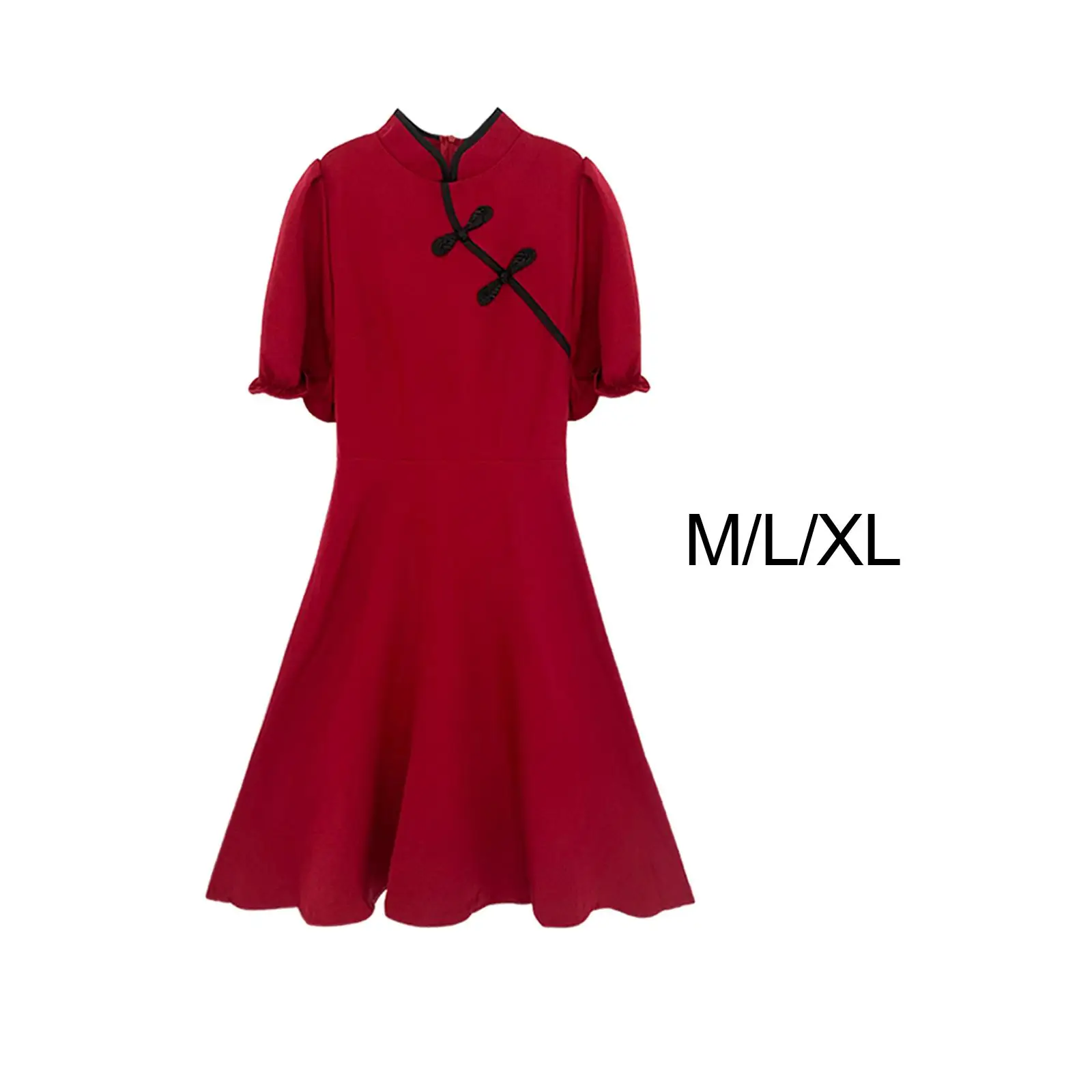 Womens Smock Dress, Midi Dress Fashionable Swing Dress Qipao, Lightweight Knee Length Dress Improved Cheongsam