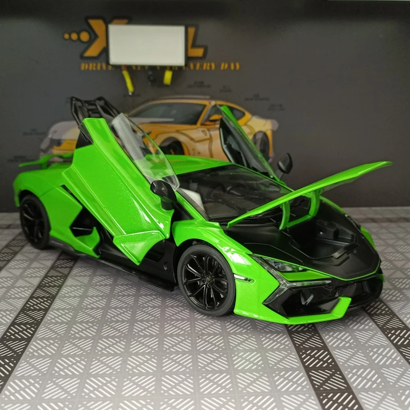 Modelo de coche de rally Lamborghini Revuelto de aleación a escala 1:18, puertas y capó del motor se pueden abrir, tiene sonido e iluminación.