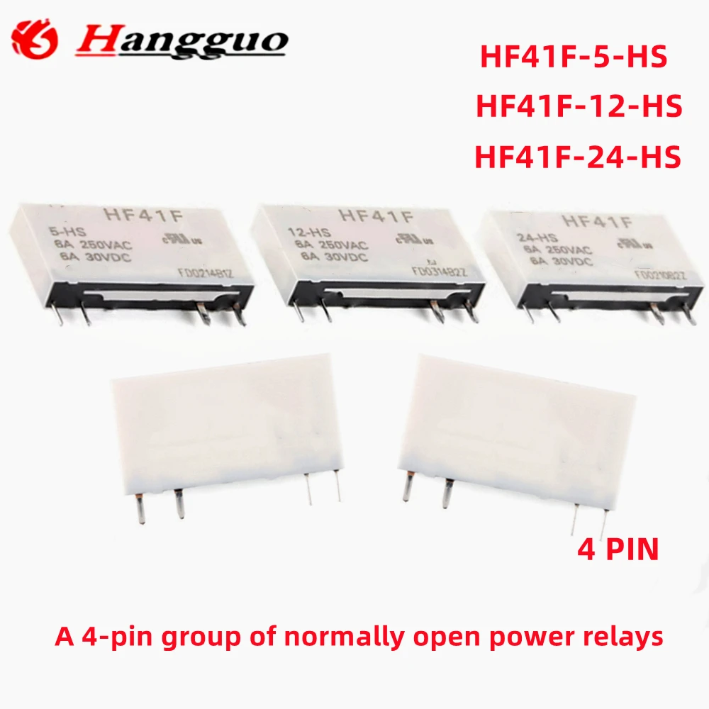 10PCS/Lot HF41F-24-ZS HF41F-12-ZS HF41F-5-ZS 5PIN HF41F-5-HS HF41F-12-HS HF41F-24-HS 4PIN Power Relay 41F-1Z-C-1 Relay Pedestal
