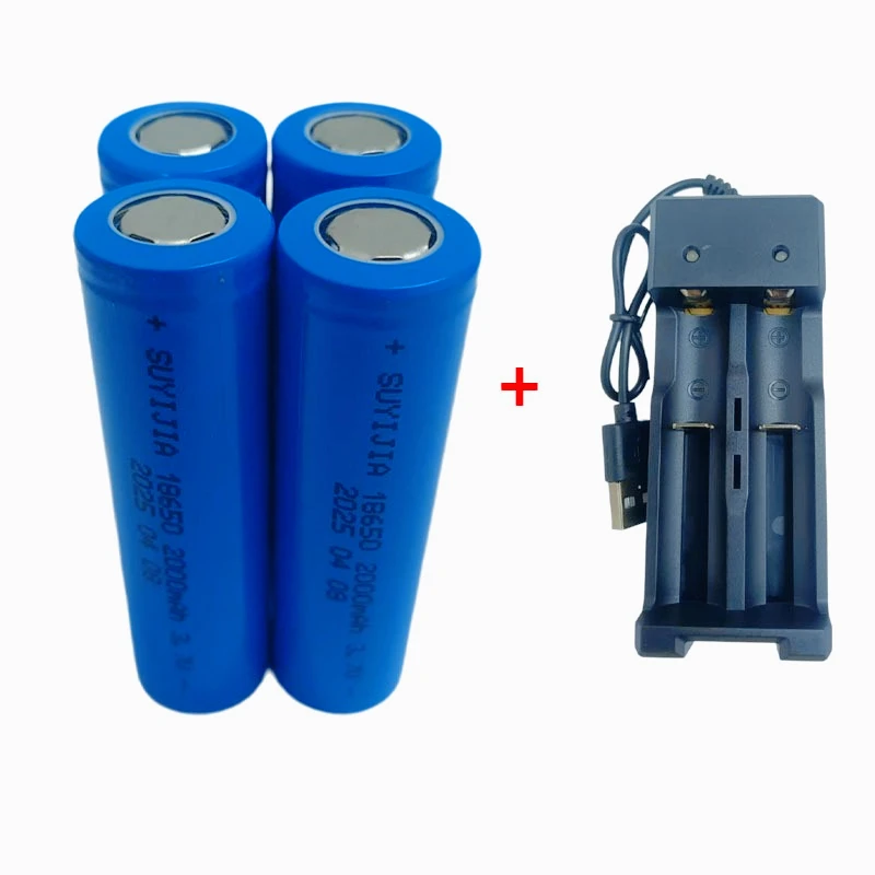 2025 New 18650 Battery 3.7 V 2000mAh High Current Lithium Rechargeable Battery Suitable for Flashlight LED Light Laptop Intercom